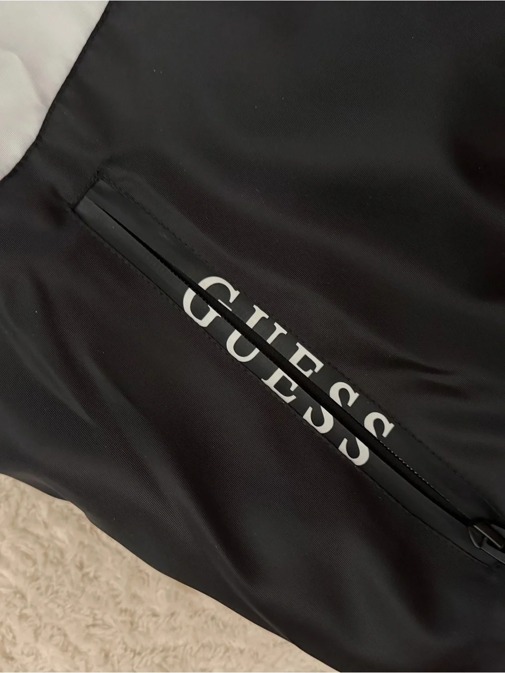 GUESS Black & White Colorblock Bomber Jacket